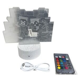 Minecraft 3D Illusion Night Light USB Touch Switch 7 Color Remote Control Kids